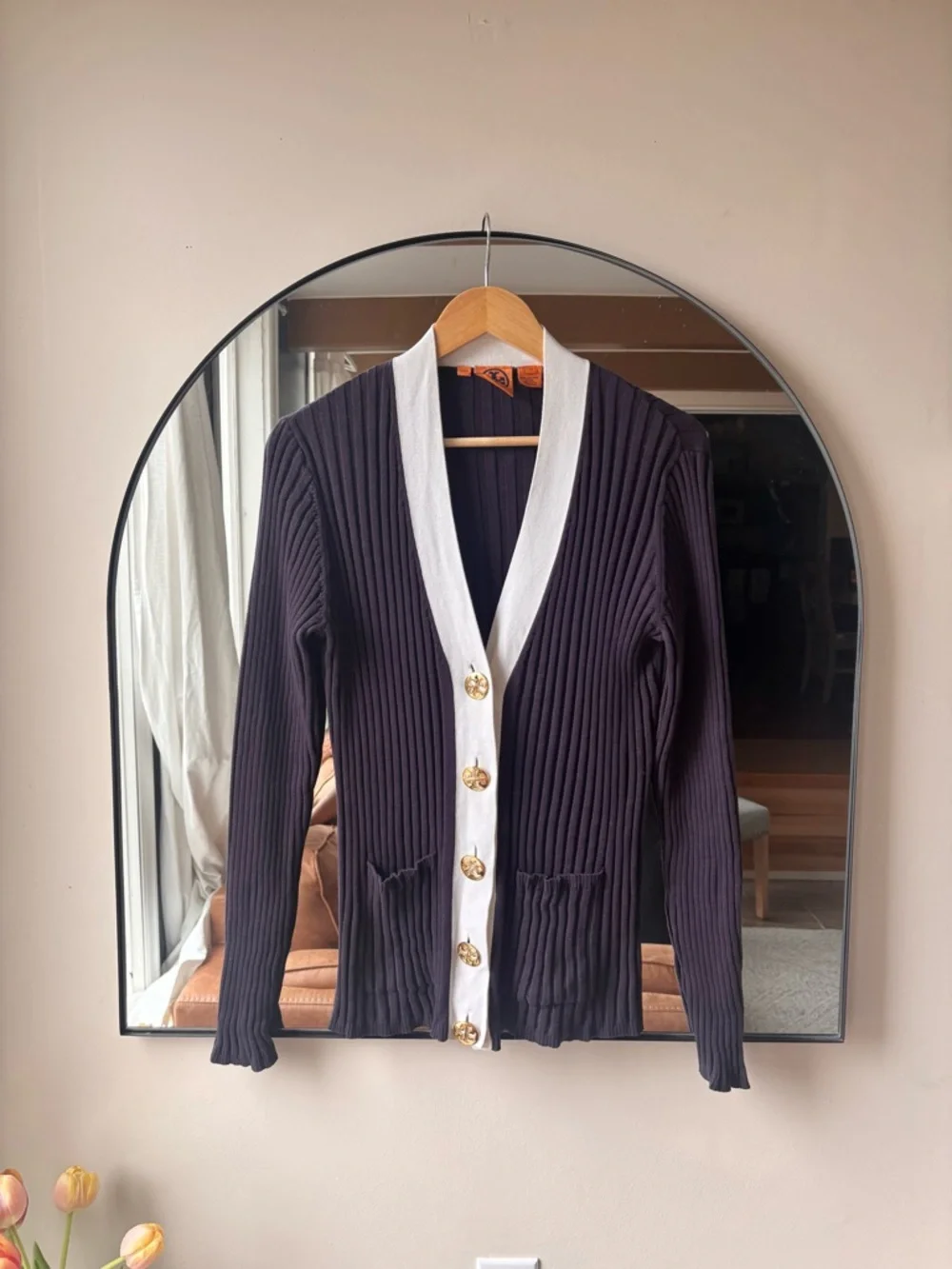 TORY BURCH | ribbed cardigan | size xl - Picture 3 of 6